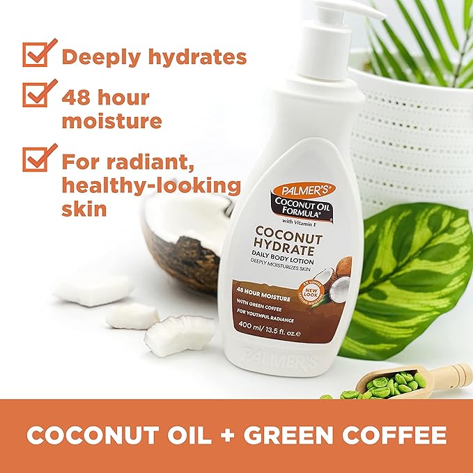 Palmer's Coconut Oil Formula Body Lotion for Dry Skin, Hand & Body Moisturizer with Green Coffee Extract & Vitamin E, Pump Bottle, 13.5 Fl Oz (Pack of 1)