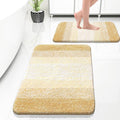 OLANLY Bathroom Rug Set 2 Piece, Soft Absorbent Microfiber Bath Rug Set, Non-Slip, Machine Wash Dry, Plush Shaggy Bath Mats for Bathroom (30"x20"+24"x16", Light Yellow)