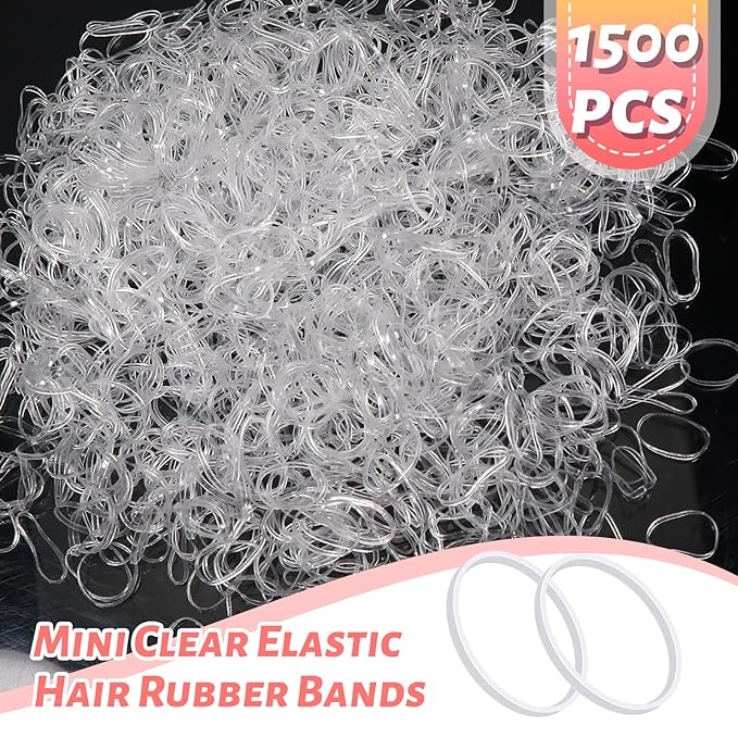 Clear Elastics Hair Bands 1500pcs Mini Rubber Hairband Soften 18mm Ponytail Holders Hairiness Ties No Damaged Accessories for Women Braids