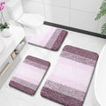 OLANLY Bathroom Rugs Sets 3 Piece, Soft Absorbent Microfiber Bath Mats and U-Shaped Contour Toilet Rug, Plush Shaggy Bath Mat Set for Bathroom (36"x24"+24"x16"+24"x20", Mauve)