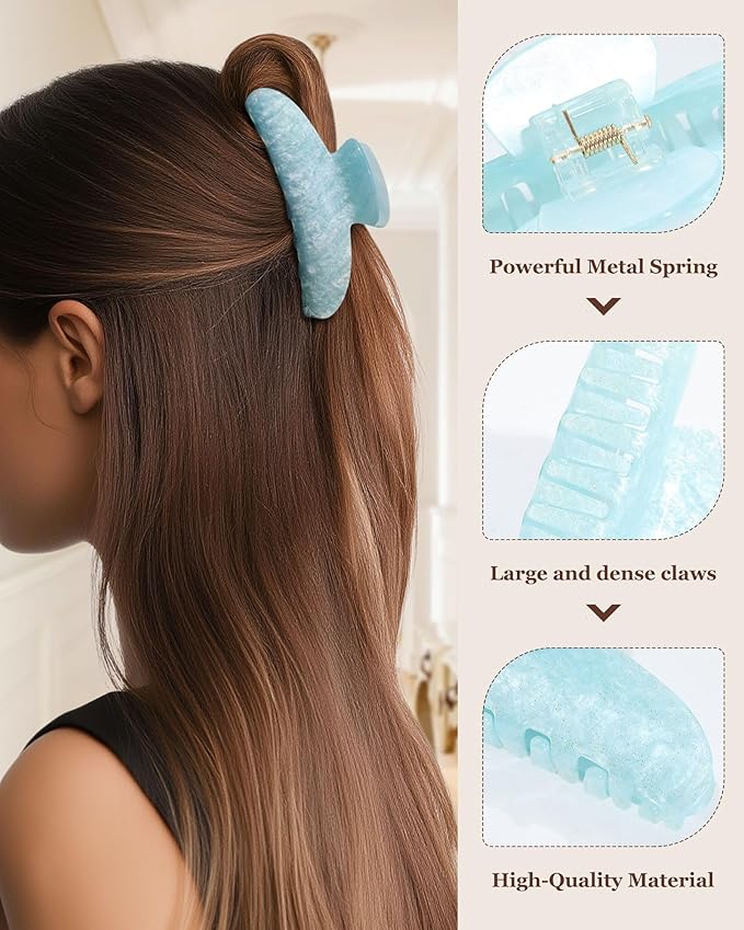 Molans 3PCS Hair Claw Clips Acrylic Clamps for women - Non-slip Strong Hold Barrettes for Thin Thick Hair, Medium hair clips Accessories