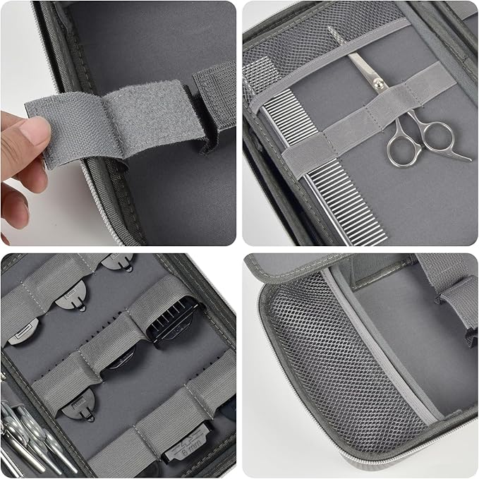 Boobowl Barber Accessories Bag for Clippers and Supplies, Mens Hair Trimmers Box, Portable Storage Organizer for Hair Cutting, Guard Grooming Kit and Barbers Supplies (Bag Only) (Dark Grey)