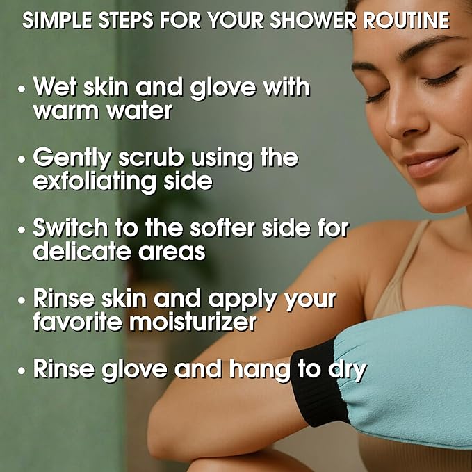 Exfoliating Glove for Shower – Dual-Sided Body & Face Scrubber Mitt – Deep Exfoliation Washcloth Mittens – Dead Skin & Tan Remover for Body – Body Exfoliator Loofah Wash Cloths for Showering (5-Pack)