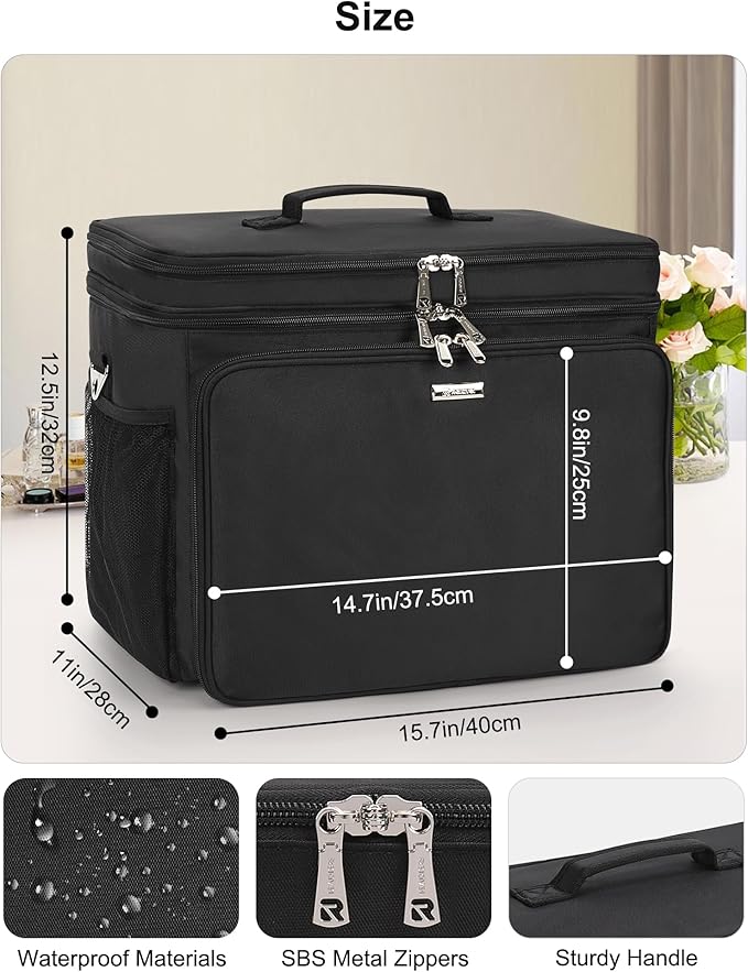Relavel Hair Tools Travel Bag Hairstylist Traveling Bag Dual Layer Hairdresser Cosmetology Bag Storage Organizer Case for Hair Stylist Essentials, Barber Accessories with Adjustable Dividers