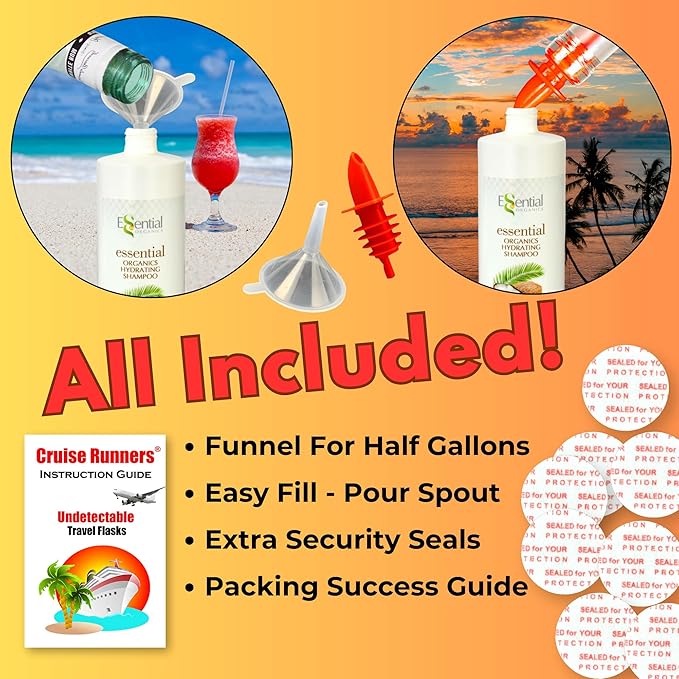 Fake Shampoo & Conditioner By CRUISE RUNNERS Hidden Liquor Alcohol Flasks For Booze Cruise Enjoy Rum Runners 4 Bottles