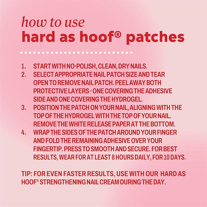 Onyx Professional Hard as Hoof S.O.S Nail Patches - Nail and Cuticle Strengthening Treatment Repair Patches, Nail Growth, Repair, 20 Count