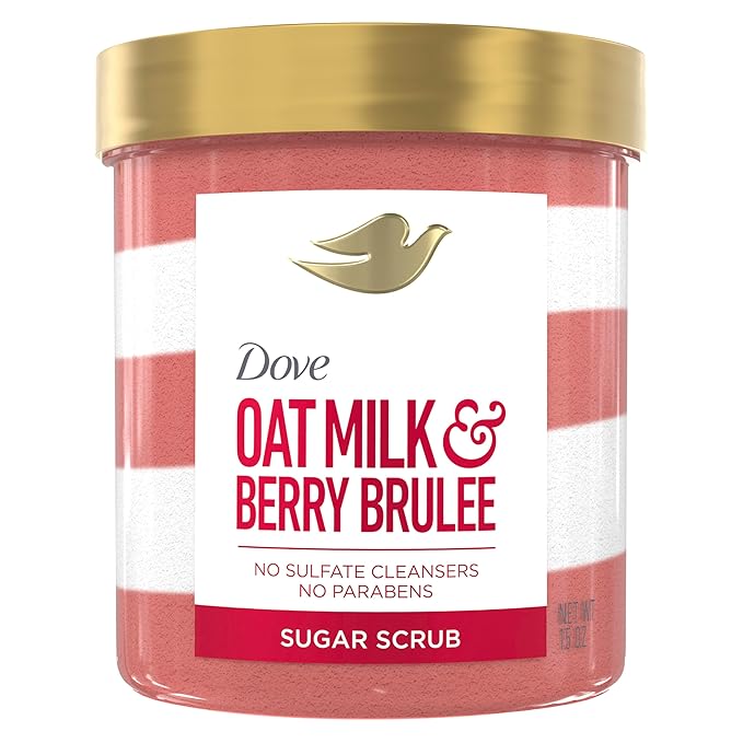 Dove Sugar Body Scrub Oat Milk & Berry Brulee For Women For Exfoliated & Hydrated skin 15 oz