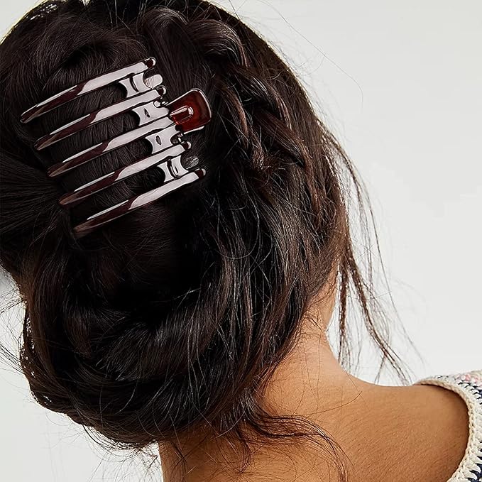 Big Hair Claw Clips 6 Pcs Flat Hair Banana Barrettes Nonslip Large Hair Clip for Women and Girls Thin Hair Strong Hold Brown Hair Clips
