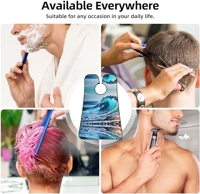 Ocean Sea Wave Print Beard Bib Apron For Men, Beard Hair Catcher For Men Shaving Trimming,Beard Cape Cloth