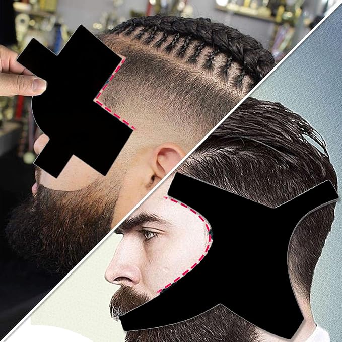 5 Piece Beard Shaper Abs Combi Beard Styling Kit for Mustache, Set Tool Beard Styling Board for Hairline Design Card Neck Bearded, Beard Mustache Combs (Black)