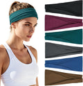 Headbands for Women Non-Slip Workout Hair Bands, 6 Pack Stretchy Athletic Soft Sweatbands, Elastic Cloth Fabric Headband, Fashion Head Bands for Yoga Running Sports Gym Sports Exercise