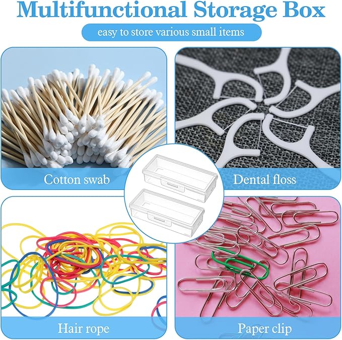 4 PCS Cotton Swab Holder for Travel, Clear Floss Pick Holder, Small Containers for Travel, Portable Storage Case for Cottons Buds Hair Ties Floss