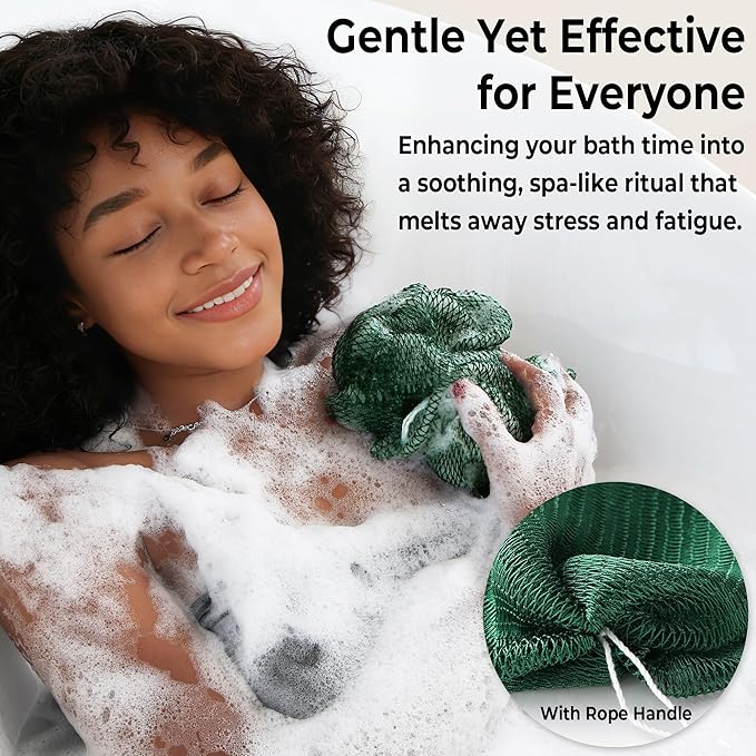 African Net Sponge Authentic - 2 Pieces Exfoliating Body Scrubber Bath Sponge - Washcloth Back Scrub for Shower Body Exfoliator - Face & Skin Care Bathroom Essentials for Women