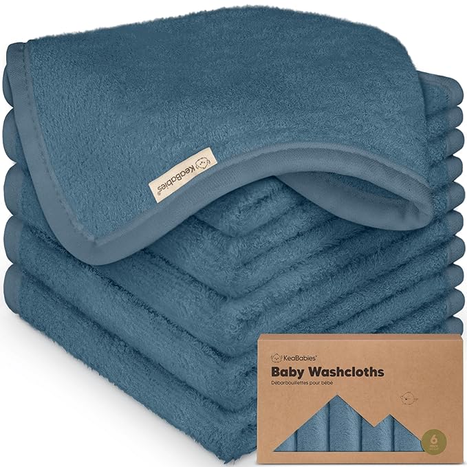 6-Pack Baby Washcloths – Soft Absorbent Viscose from Bamboo Washcloths for Face, Body, Baby Towels for Newborn, Kids, Toddlers, Infant, Gentle on Sensitive Skin, 10x10 Reusable Face Towels (Navy Blue)