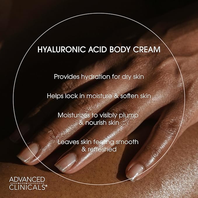 Advanced Clinicals Hyaluronic Acid Moisturzier + Brightening Vitamin C Cream 2pc Skincare Set For Women & Men | Face Moisturizer & Body Cream Helps Improve Look Of Crepey Skin & Uneven Skin Tone, 2pc