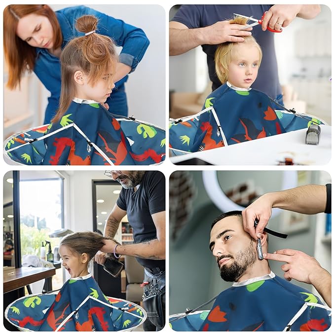 FEBSNOW Kids Hair Cutting Cape, Cartoon Prints Adjustable Haircut Cape Umbrella for Kids Adults Home Salon Barber Supplies