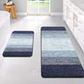OLANLY Bathroom Rug Set 2 Piece, Soft Absorbent Microfiber Bath Rug Set, Non-Slip, Machine Wash Dry, Plush Shaggy Bath Mats for Bathroom (47"x20"+24"x16", Airy Blue)