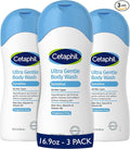 Cetaphil Ultra Gentle Body Wash, For Dry to Normal, Sensitive Skin, 16.9oz Pack of 3, Aloe Vera, Vitamin B5, Hypoallergenic, Paraben Free, Fragrance Free, Dermatologist Tested