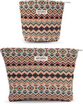 2 PCS Makeup Bag Set，Portable Small Cosmetic Bag for Purse ，Large Storage Capacity Toiletry Bag Organizer，Travel Pouch with Zipper for Women, (Bohemian Style)