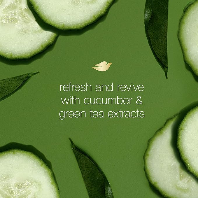 Dove Refreshing Body Wash Cucumber and Green Tea 4 Count Revitalizes and Refreshes Skin Cleanser That Effectively Washes Away Bacteria While Nourishing Your Skin 22 oz