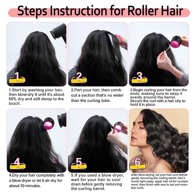 4 Sizes Self-Grip Hair Rollers Set with Clips - 4 Sizes for Long, Short Hair & Bangs (25mm, 36mm, 48mm, 60mm),(Rose Red, 4 Sizes)