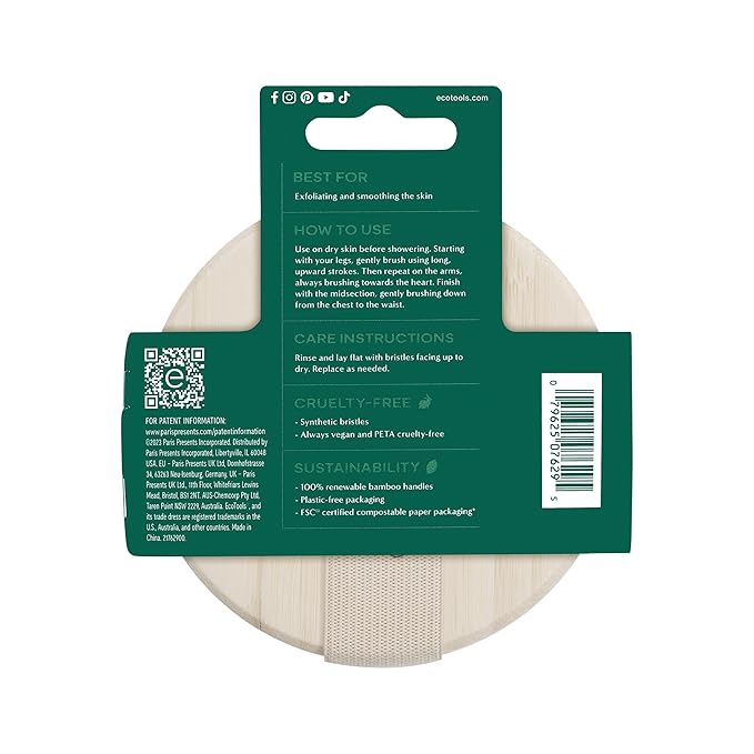 EcoTools Dry Body Brush,for Post Shower & Bath Skincare Routine,Removes Dirt and Promotes Blood Circulation,(Pack of 12)