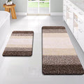 OLANLY Bathroom Rug Set 2 Piece, Soft Absorbent Microfiber Bath Rug Set, Non-Slip, Machine Wash Dry, Plush Shaggy Bath Mats for Bathroom (47"x20"+24"x16", Brown)