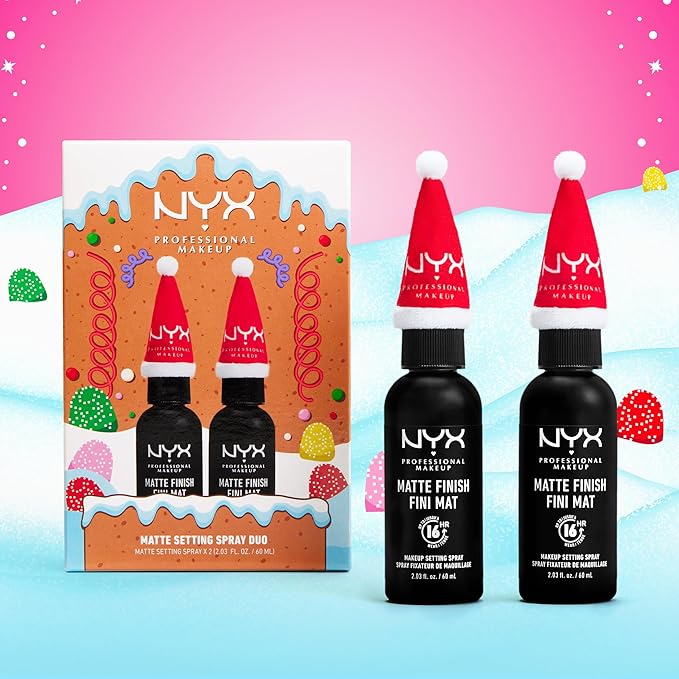 NYX PROFESSIONAL MAKEUP Makeup Setting Spray Duo Holiday Gift Set - Matte Finish, Long-Lasting Face Mist for up to 16HR Wear, Vegan Formula (Full Size Duo)