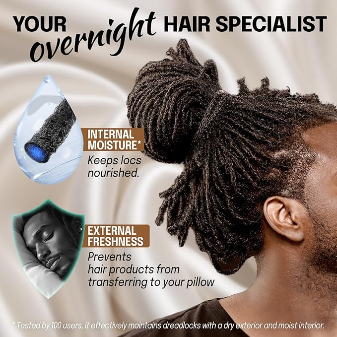 Large Satin Bonnet for Men Sleeping: Loc Cap Dreadlocks for Curly Braids, Silky for Frizzy Hair Smooth Dark Blue