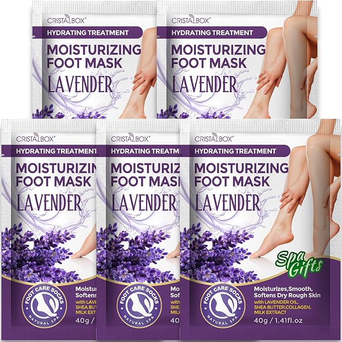 5 Pack Moisturizing Foot Mask,Hydrating Foot Masks for Dry Cracked Feet,Moisturizing Socks Dry Skin Moisturizer for Soft and Smooth Touch Feet,Foot Care Spa Gifts for Women Men Easter Basket Stuffers