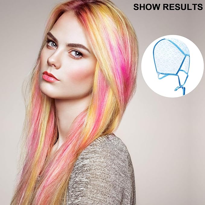 6 Pieces Highlighting Cap Hair Frosting Cap Highlight for Dye Color with Plastic Hooks Hair Coloring Salon Hairdressing Tool Kit Supplies(Blue)