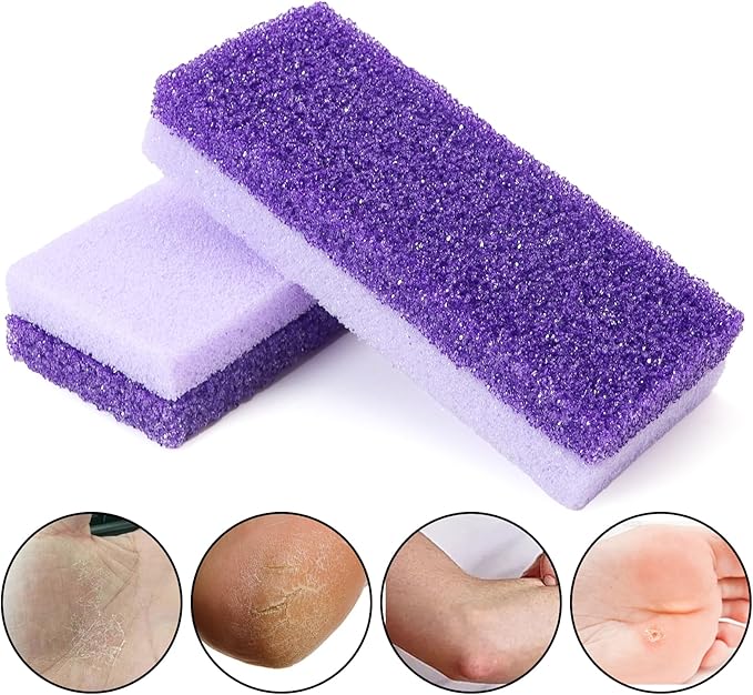 Foot Pumice Stone 2 Pack Pedicure Stone for Feet Pumice Sponge for Feet Callus Remover and Scrubber Double Sided Pedicure Foot Pumice Stone for Feet and Heels Callus and Dead Skins (Purple)
