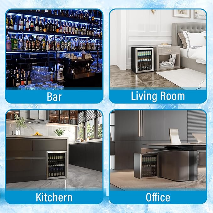 Beverage Refrigerator and Cooler, 76 Can/1.7 Cu Ft Mini Fridge with Glass Door, Adjustable Shelves for Soda,Beer,Wine, Free Standing Small Refrigerator, Digital Display, for Home, Bar, Office