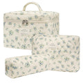 Makeup Bag,Quilted Cosmetic Bags,Large Floral Make Up Organize bag,Makeup Bag Set for Women,Flower Travel Toiletry Bag