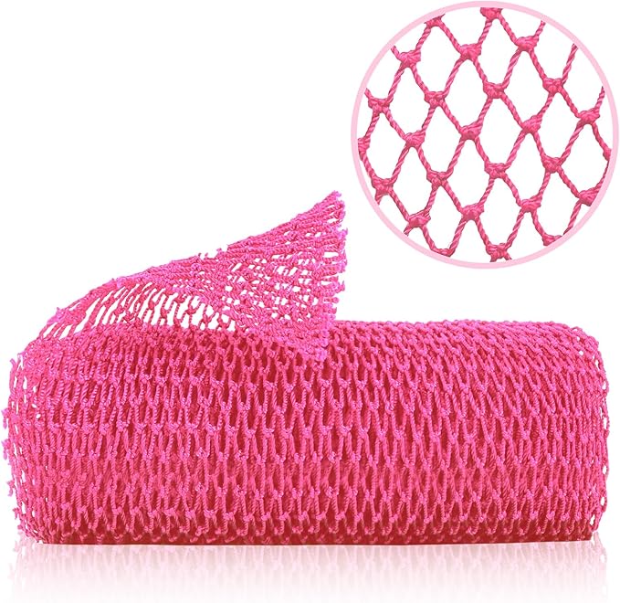 African Net Sponge, Authentic Exfoliating Body Scrubber for Bath and Shower, Multiple Textures with Gentle Deep Exfoliating and Rich Lather for All Skins (Pink)