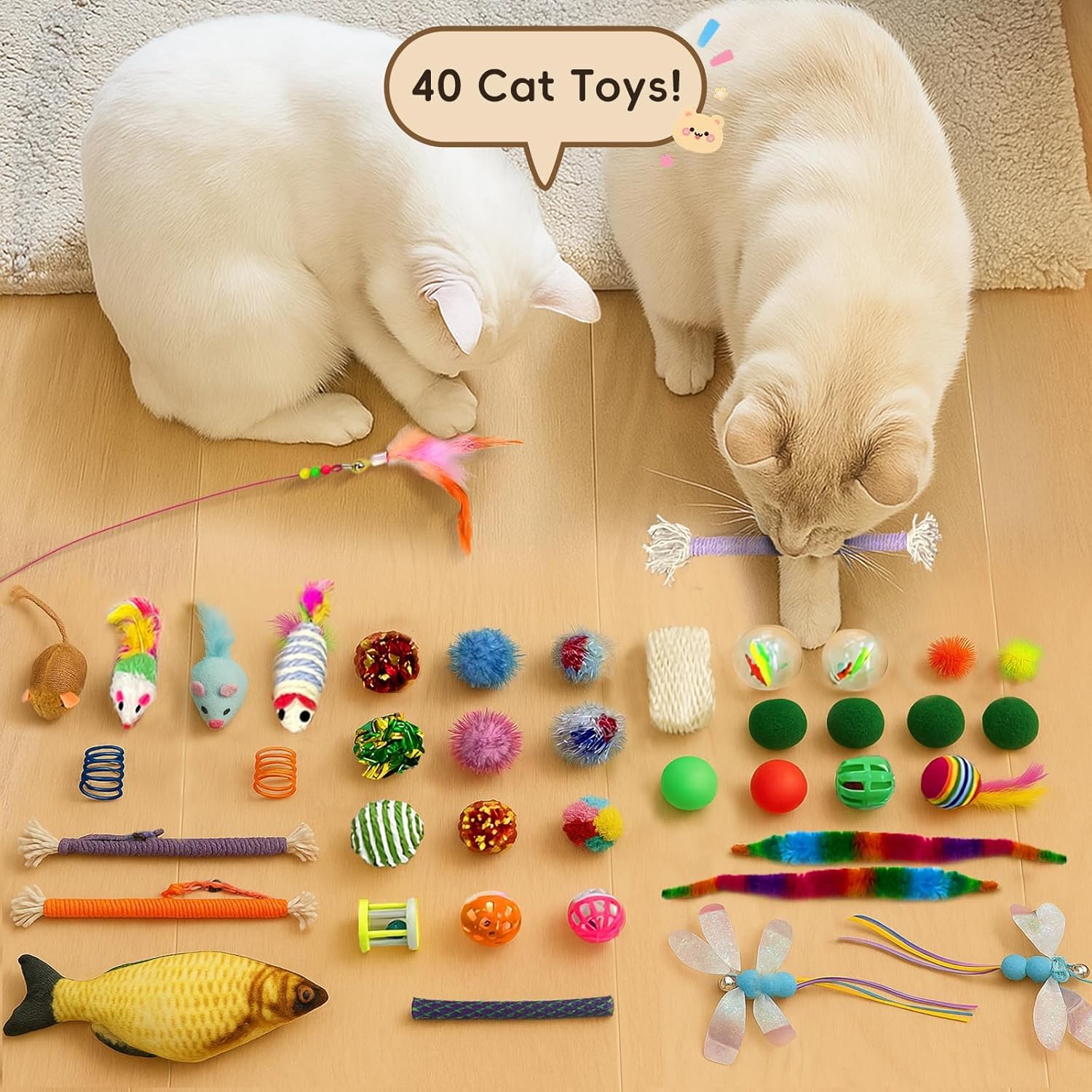 Cat Tunnel Bed with 40 Cat Toys, Collapsible Play Tunnel for Indoor Cats, Cat Tube for Kitten Puppy