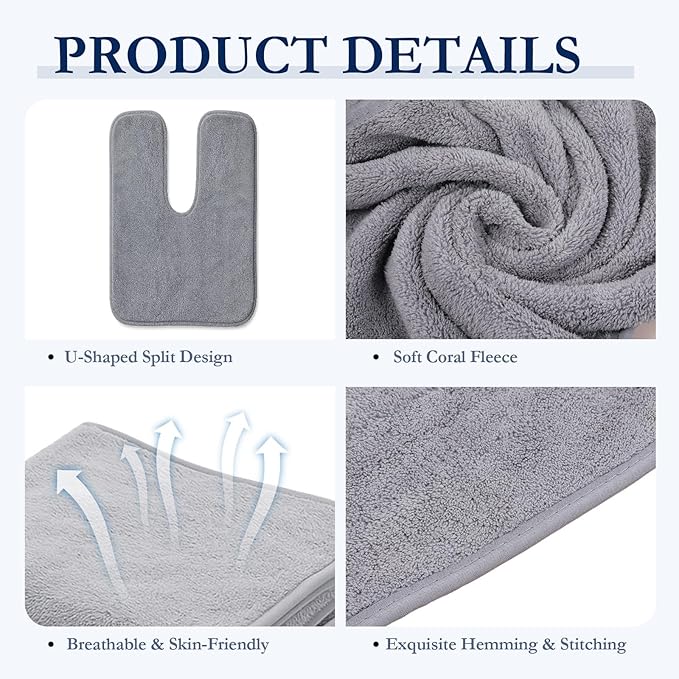 12 PCS U-Shaped Facial Towels, Estheticians Towels Microfiber Soft Spa Towel Coral Fleece Face Cloth for Beauty Salons, Skin Care （Grey）