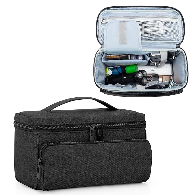 CURMIO Barber Bag for Hair Clippers, Men Grooming Travel Case for Electronic Shaver, Hair Trimmer and Hair Cutting Tools, Black, Bag Only