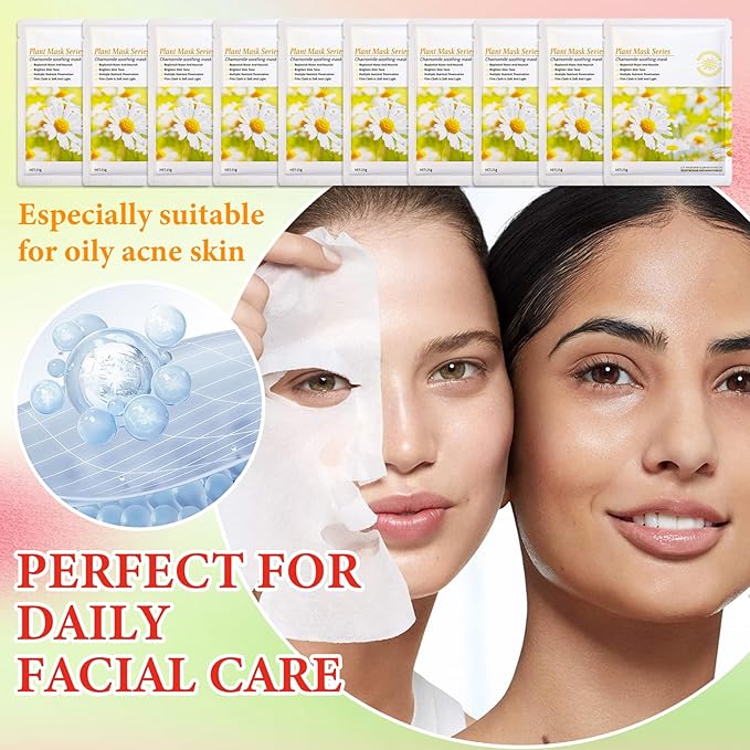 10 Pack Variety Facial Sheet Masks Skin Care Set, Hydrating Bulk Sheet Face Masks Skincare Gifts Set for Women Men, Long Lasting Moisturizing Face Mask Skincare for All Skin Type（B8)