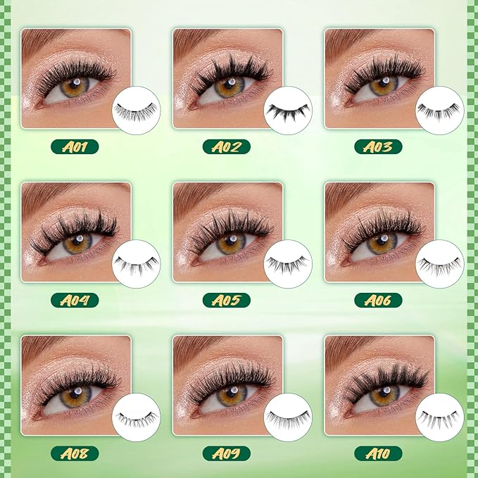 KEYYOU Reusable Magnetic Eyelashes 2 Pair with Applicator No Glue Needed 3D Natural Magnetic Lashes, Easy to Apply & Long Lasting for Daily Use & Events(A06+A09)