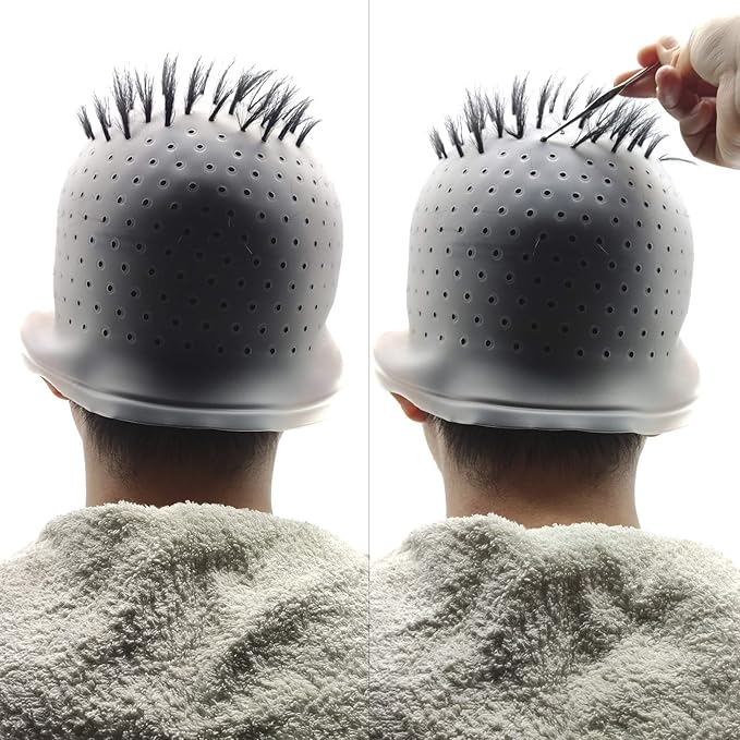 Dye Cap Highlighting Frosting Cap Highlight Caps for Dying Hair with Metal Hook Hair Coloring Salon Home Use Hairdressing Tool for Women Men