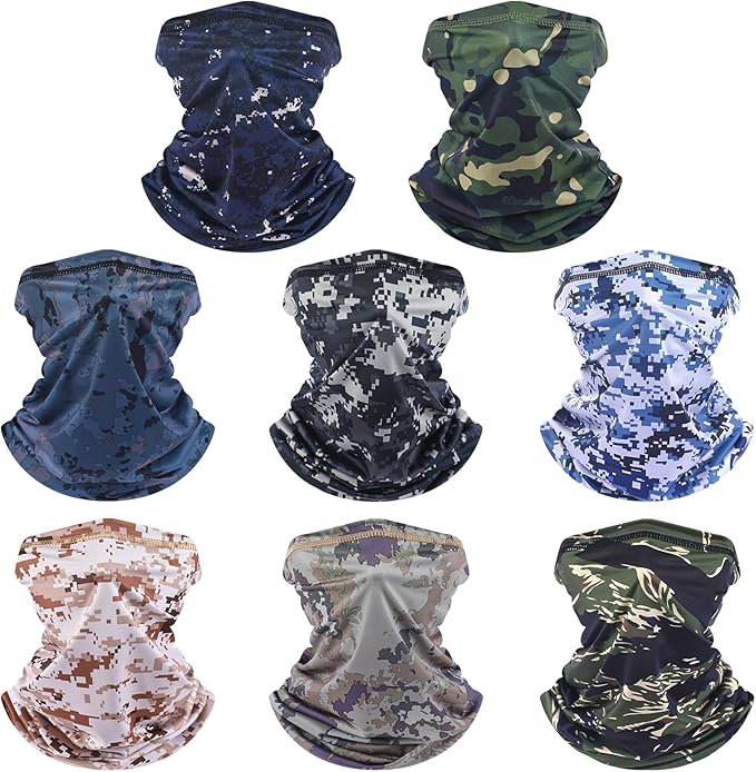 SATINIOR Summer Camo Neck Gaiter UV Protection Cooling Face Mask Sun Hood Bandanas for Men Women Sunscreen Breathable Bandana