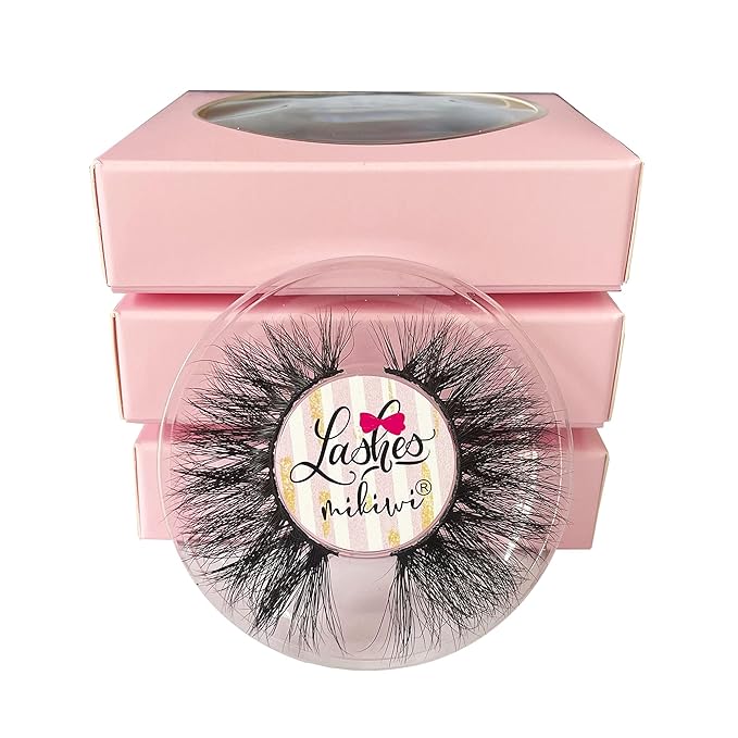 Mink lashes Mikiwi 3 Pairs Eyelashes D327-3, 22MM Mink Eyelashes, Fluffy Mink Lashes, Thick HandMade Full Strip Lashes, Cruelty Free Luxury Makeup Dramatic Lashes