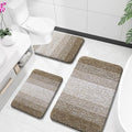OLANLY Bathroom Rugs Sets 3 Piece, Soft Absorbent Microfiber Bath Mats and U-Shaped Contour Toilet Rug, Plush Shaggy Bath Mat Set for Bathroom (36"x24"+24"x16"+24"x20", Coffe)