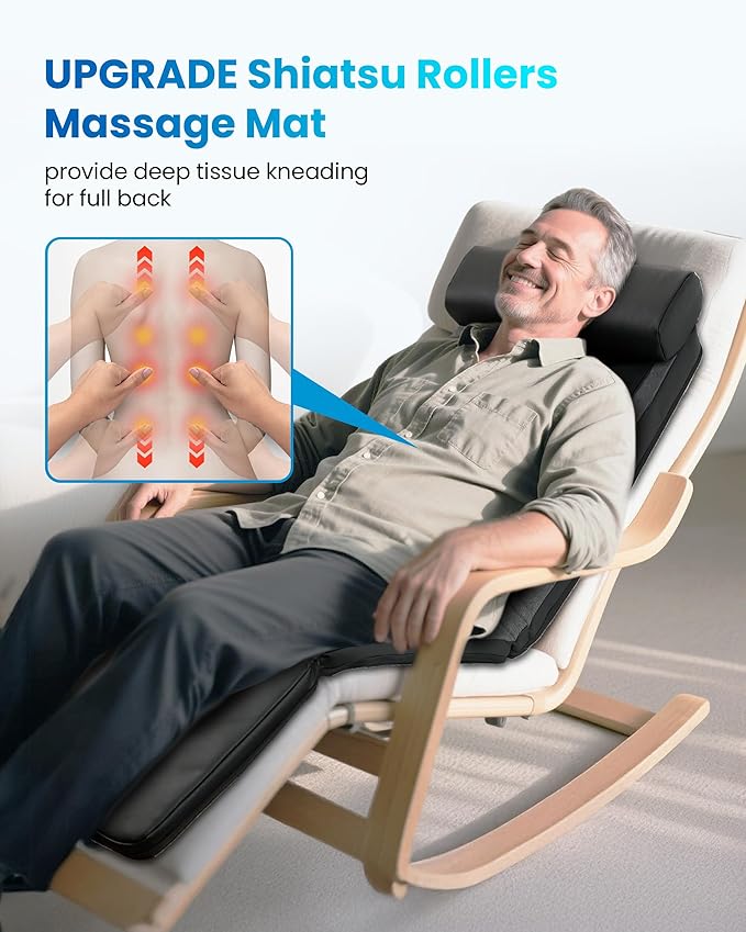 COMFIER HSA Eligible Shiatsu Full Body Massage Mat with Heat, FSA Back Massage Pad for Pain Relief Deep Tissue Kneading & Vibration Heating Chair Massager for Recliner, Sofa, Bed, Gifts for Men Women