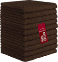 DecorRack 10 Pack 100% Cotton Wash Cloth, Luxurious Soft, 12 x 12 inch Ultra Absorbent, Machine Washable Washcloths, Coffee (10 Pack)