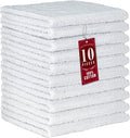 DecorRack 10 Pack 100% Cotton Wash Cloth, Luxurious Soft, 12 x 12 inch Ultra Absorbent, Machine Washable Premium Quality Washcloths, White (10 Pack)