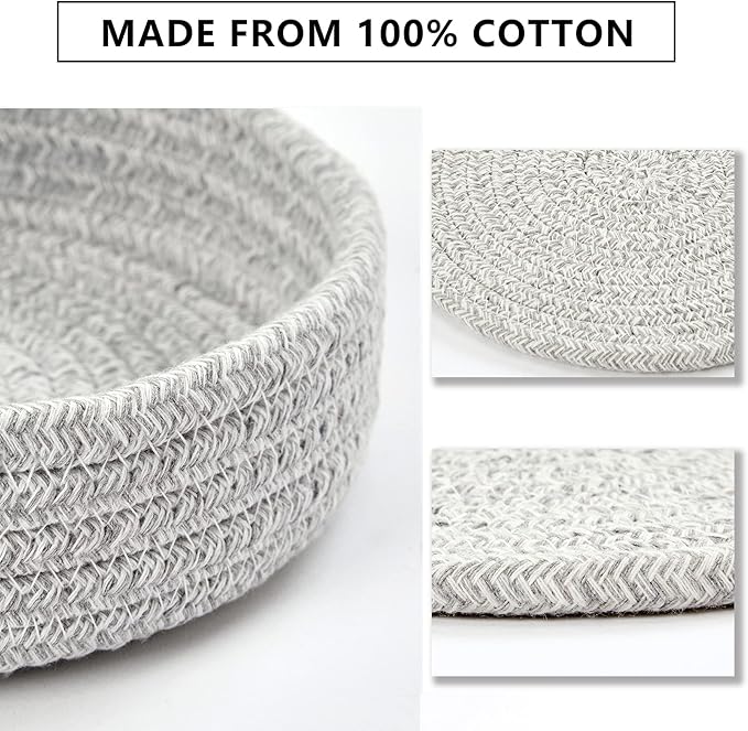Coga Trivets for Dishes, Pots and Pans - 7 Inch Hot Pads, 5 Pcs with Storage Basket - Cotton Table Protector, Heat Resistant (Grey)