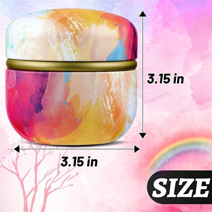 Body Powder Case with Powder Puff Powder Container Tea Canister for Baby and Adult Body Talcum Powder Tea Box (Rainbow)