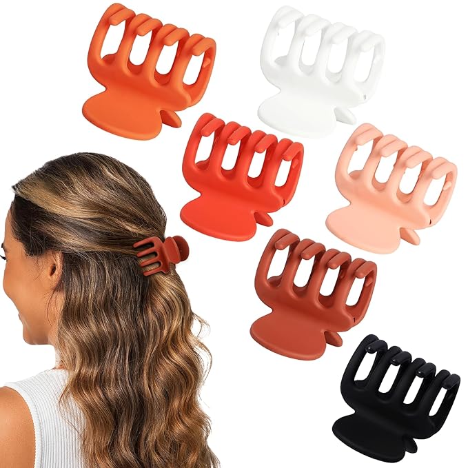 6 Pcs Hair Clips Small Claw Clips for Thin Hair Medium Matte Non-slip Hair Accessories for Women and Girls (Orange)